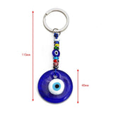 Evil Eye Bead Pendant Keychain Silver Ring Key Chain Holder