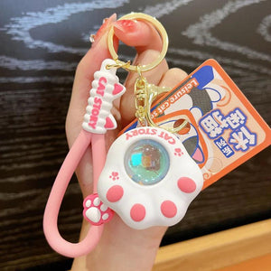 Cartoon Cat Paw Light Glowing Keychain Sunset Light Luminous Keychain