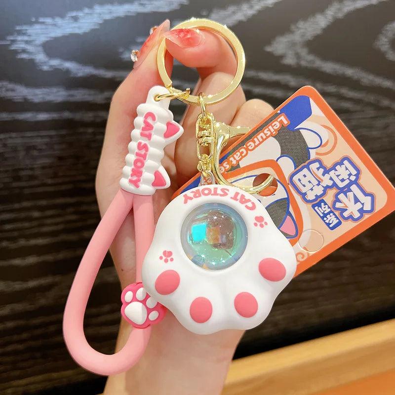 Cartoon Cat Paw Light Glowing Keychain Sunset Light Luminous Keychain