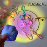 Cartoon Cat Paw Light Glowing Keychain Sunset Light Luminous Keychain