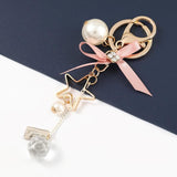 Metal Star Ribbon Bow Keychain for Women