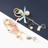 Metal Star Ribbon Bow Keychain for Women