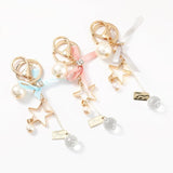 Metal Star Ribbon Bow Keychain for Women