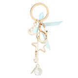 Metal Star Ribbon Bow Keychain for Women
