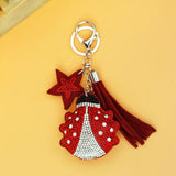 Double Heart Key Chain with Crystal Rhinestone Key Women