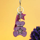 Double Heart Key Chain with Crystal Rhinestone Key Women