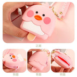 Yellow Duck Coin Purse Keychain Silicone Chicken Headphone Bag Pendant Keyring