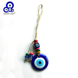 Lucky Eye Glass Evil Eye Pendant Wall Hanging Beads Rope Chain Decoration