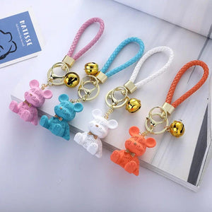 Cute Cartoon Lucky Bell Rabbit Keychain for Women Girls