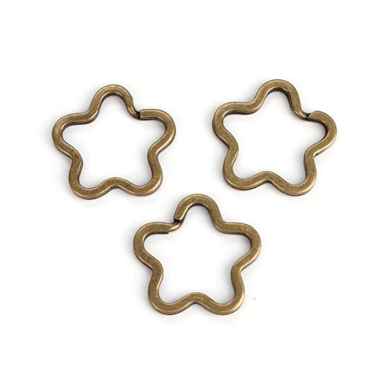 10pcs Flower Keychain Circle Keyring Findings DIY Rings Accessories