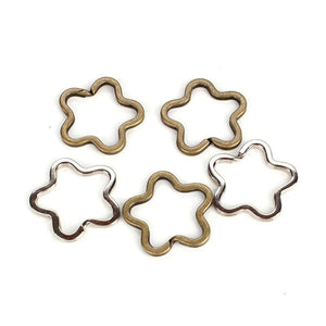 10pcs Flower Keychain Circle Keyring Findings DIY Rings Accessories