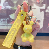 Colorful Rabbit Bunny Keychain Acrylic Doll Pendant Car Bag Key Chain Ring