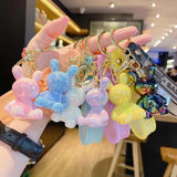Colorful Rabbit Bunny Keychain Acrylic Doll Pendant Car Bag Key Chain Ring