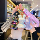 Colorful Rabbit Bunny Keychain Acrylic Doll Pendant Car Bag Key Chain Ring
