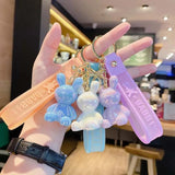 Colorful Rabbit Bunny Keychain Acrylic Doll Pendant Car Bag Key Chain Ring