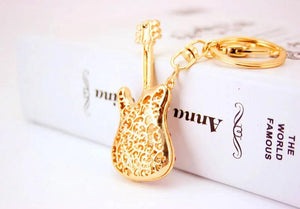 Crystal Guitar Keychain Girl Accessories Metal Pendant Small Gift