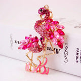Cartoon Flamingo Keychain Metal Pendant Rhinestone Bag Pendant Jewelry