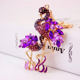 Cartoon Flamingo Keychain Metal Pendant Rhinestone Bag Pendant Jewelry