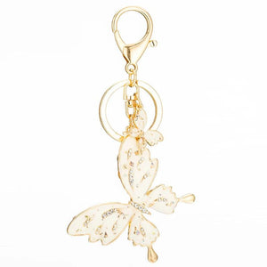 Enamel Butterfly Keychain Rhinestone Metal Animal Key Ring Porte Clef