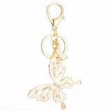 Enamel Butterfly Keychain Rhinestone Metal Animal Key Ring Porte Clef