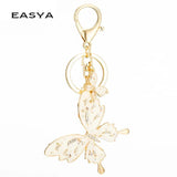 Enamel Butterfly Keychain Rhinestone Metal Animal Key Ring Porte Clef