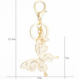 Enamel Butterfly Keychain Rhinestone Metal Animal Key Ring Porte Clef