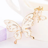 Enamel Butterfly Keychain Rhinestone Metal Animal Key Ring Porte Clef