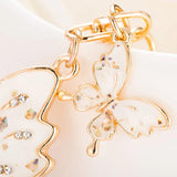 Enamel Butterfly Keychain Rhinestone Metal Animal Key Ring Porte Clef