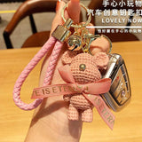 Cartoon Resin Wool Bear Keychain Couple Key Ring Bag Pendant Gift