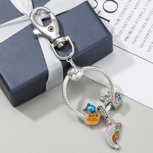 Rainbow Unicorn Charm Pendant Keychain Car Key Women Men Bag Accessories