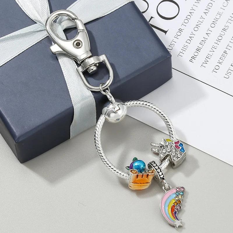 Rainbow Unicorn Charm Pendant Keychain Car Key Women Men Bag Accessories