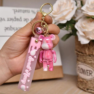 Colorful Bear Keychain Acrylic Charm Couples Women Men Keyring Jewelry