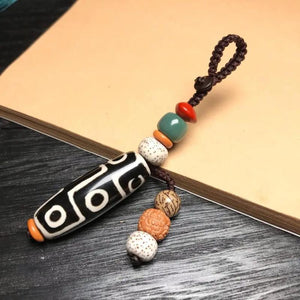 Chinese Dzi Bead Keychain Pendant Retro Bag Hanging Car Keychain