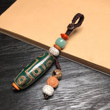 Chinese Dzi Bead Keychain Pendant Retro Bag Hanging Car Keychain