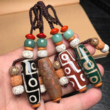 Chinese Dzi Bead Keychain Pendant Retro Bag Hanging Car Keychain