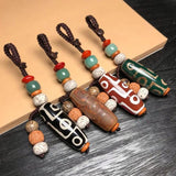 Chinese Dzi Bead Keychain Pendant Retro Bag Hanging Car Keychain