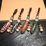 Chinese Dzi Bead Keychain Pendant Retro Bag Hanging Car Keychain