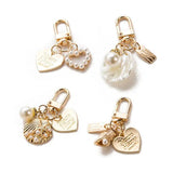 4Pcs Love Letter Shell Conch Pearl Keychain Girls Bag Charm Car Keyring