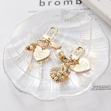 4Pcs Love Letter Shell Conch Pearl Keychain Girls Bag Charm Car Keyring