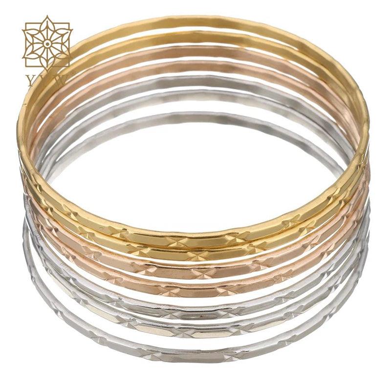 7pcs Stainless Steel Bangle Roman Style Lover Charm Bracelet