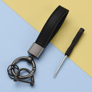 Hand-woven Leather Rope Keychain Pendant Car Chain Ring