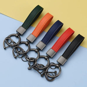 Hand-woven Leather Rope Keychain Pendant Car Chain Ring