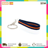 Spain Flag Keychain Elastic with Blue Background