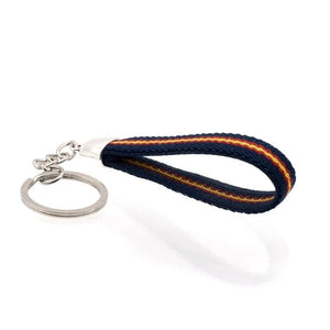 Spain Flag Keychain Elastic with Blue Background