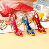 Rhinestone Flower Keychain High-Heeled Shoes