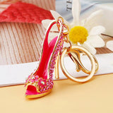 Rhinestone Flower Keychain High-Heeled Shoes