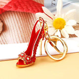 Rhinestone Flower Keychain High-Heeled Shoes