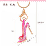 Rhinestone Flower Keychain High-Heeled Shoes