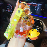Cartoon Oil Unicorn Lighthouse Floating Bottle Keychain Liquid Clock Pendant