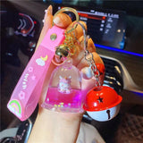 Cartoon Oil Unicorn Lighthouse Floating Bottle Keychain Liquid Clock Pendant
